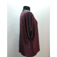 Błyszcząca wieczorowa tunika Oversize z dekoltem - burgund